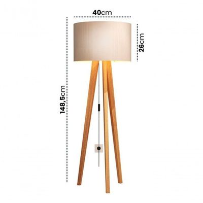Luminária De Chão Abajur Com Cúpula E Pés De Madeira Mobigu Off White