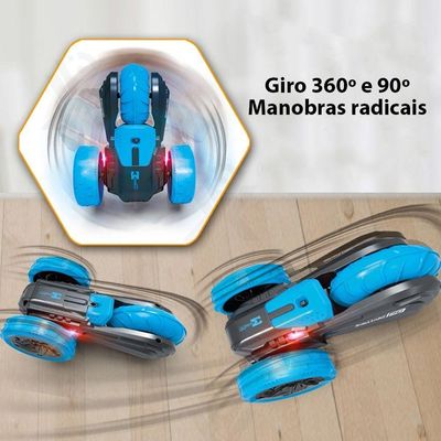 Carrinho Controle Remoto 360 Manobra Flip Radical Luzes Som Super Carro Divertido Criança Brinquedo Aventura