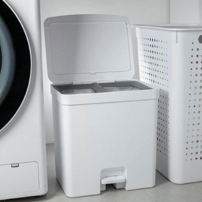 Lixeira Coleta Seletiva com Pedal para Cozinha 20L Trium Duplo Compartimento OU Branco