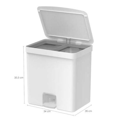 Lixeira Coleta Seletiva com Pedal para Cozinha 20L Trium Duplo Compartimento OU Branco
