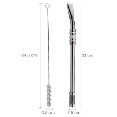 Bomba 22cm Tererê Chimarrão Aço Inox Anel Superior Bojo Mola
