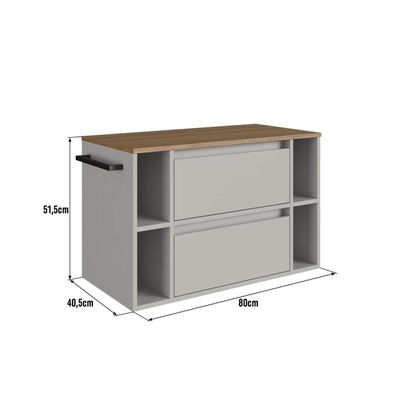 Gabinete Suspenso 80cm 4 Nichos Toalheiro Gaveta Mel Arenas BH8010MA