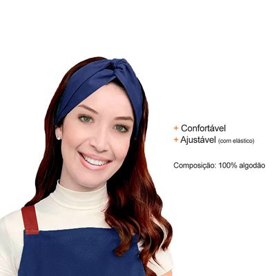 Faixa de Cabelo Turbante Bandana Azul Marinho Cozinha 10un