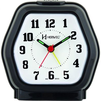Relógio Despertador Quartz Cabeceira Alarme Luz Preto - Preto