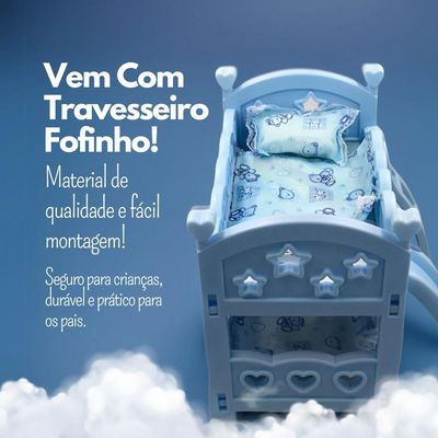 Berço De Brincadeira Com Escorregador Azul - Diversão Garantida