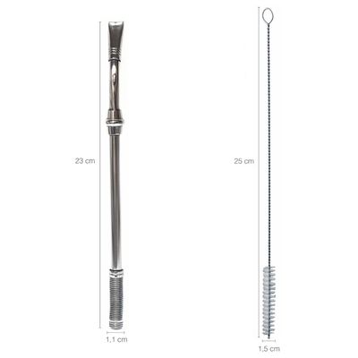 Bomba Para Tererê Chimarrão Bojo De Mola 24cm Aço Inox 304 Com Regulagem