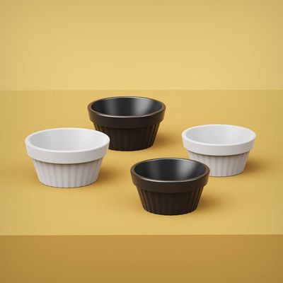 Kit 12 Ramekin 30ml Molho Maionese Shoyu Restaurante Preto Ramequim Oriental Uno Coza Canelado