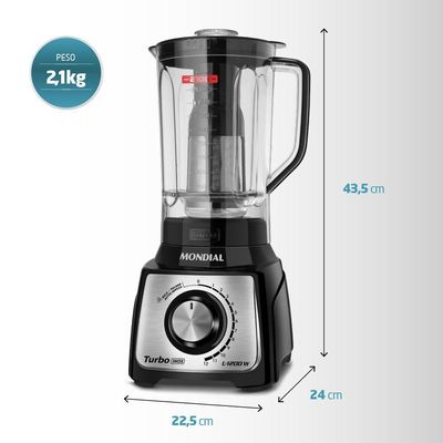 Liquidificador Mondial Turbo Black L-1200 Bi 220v preto 220V