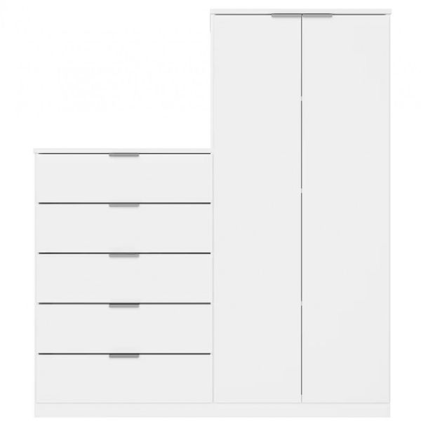 Cômoda Sapateira Roma com 2 Portas e 5 Gavetas Bartira Branco Fosco