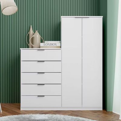 Cômoda Sapateira Roma com 2 Portas e 5 Gavetas Bartira Branco Fosco