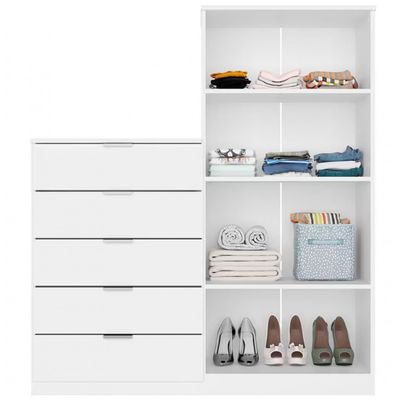 Cômoda Sapateira Roma com 2 Portas e 5 Gavetas Bartira Branco Fosco