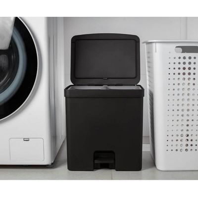 Lixeira Coleta Seletiva com Pedal para Cozinha 20L Trium Duplo Compartimento OU Preto