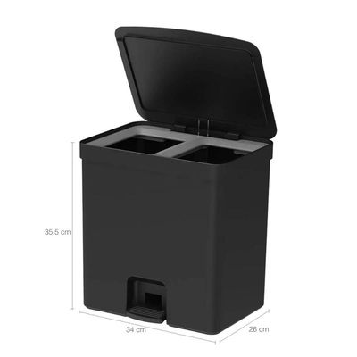 Lixeira Coleta Seletiva com Pedal para Cozinha 20L Trium Duplo Compartimento OU Preto