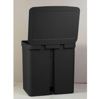 Lixeira Coleta Seletiva com Pedal para Cozinha 20L Trium Duplo Compartimento OU Preto