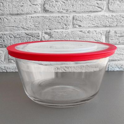 Tigela de Vidro Pote Redondo 2,4l Grande com Tampa Plástica Facilitá Marinex
