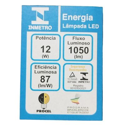 Lâmpada Pera Led 12w 6500k Avant