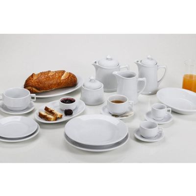 Jogo 12 Xícaras de Chá com Pires de Porcelana 215ml Classe Única Iguaçu Germer Branco