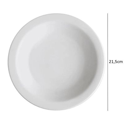 Conjunto 12 Pratos Fundos de Porcelana 21,5cm Classe Única Iguaçu Germer Branco