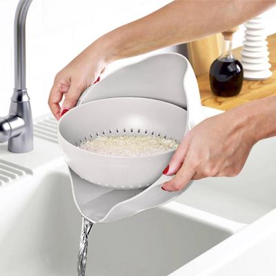 Escorredor de Alimentos Inteligente Massa Legumes Lavador de Arroz 2L Plástico Plasvale Branco