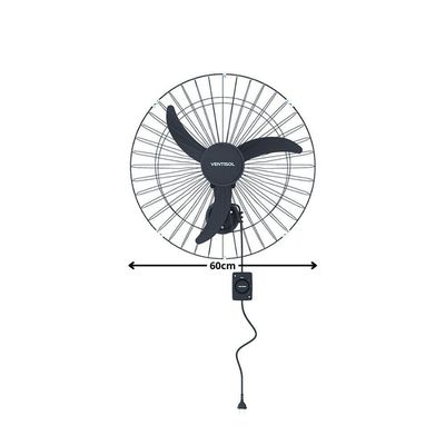 Ventilador De Parede Ventisol 200w Grade Metal 60cm Preto Bivolt