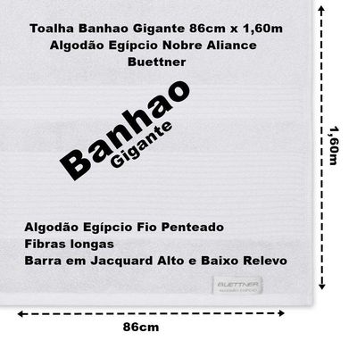 Toalha Banhão Gigante Buettner Algodão Egípcio Nobre 86cmx160m Aliance Branco