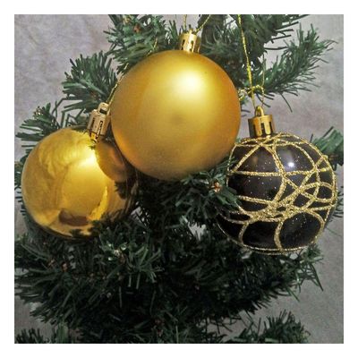 Bola De Natal Dourada Mista 6cm - 9 Unidades
