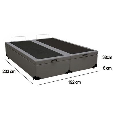 Cama Box Baú King Bipartido Sintético Sereneprime Cinza 192x203x44