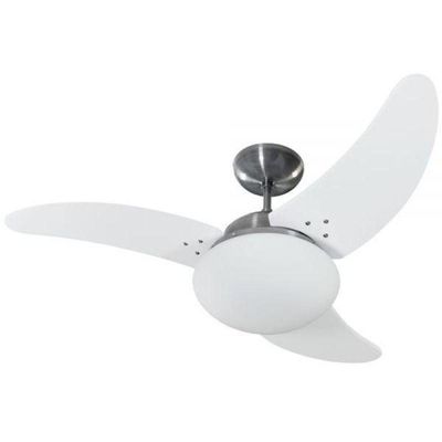 Ventilador Solano Aço Escovado 220V 3 Pás Brancas 220V