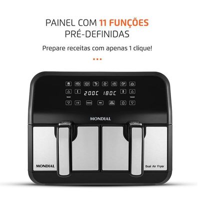 Fritadeira Air Fryer Dual Duplo Cesto 8 Litros Afd-01-bi Mondial Preto/inox 110v