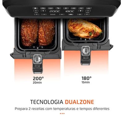 Fritadeira Air Fryer Dual Duplo Cesto 8 Litros Afd-01-bi Mondial Preto/inox 110v