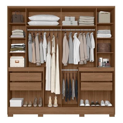 Guarda Roupa Casal Alasca 10 Portas Carvalho Fendi Com Espelho Moval Carvalho Fendi