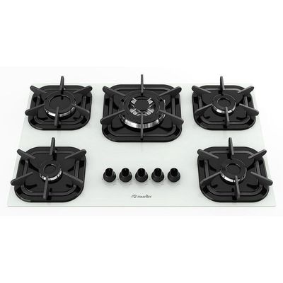 Cooktop 5 Bocas A Gás Mueller G4 Tripla Chama Branco Bivolt
