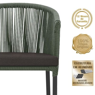 2 Cadeiras De Jantar Noronha Preta Corda Náutica E9 Trama Verde