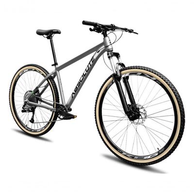 Bicicleta Aro 29 Absolute Nero 5 12v Garfo Trava No Guidão Freios Hidráulicos Com Pneu Faixa Cinza Tam 19