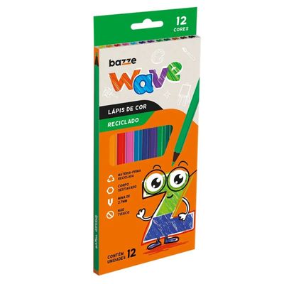 Lápis De Cor Wave Reciclado 12 cores - Bazze