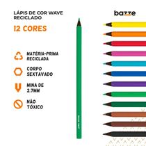 Lápis De Cor Wave Reciclado 12 cores - Bazze