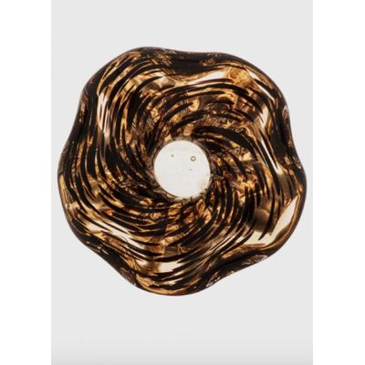 Vaso De Vidro Italy Marrom Preto 10x11 cm - Lyor