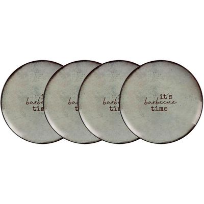 Kit 4 Pratos Rasos Tramontina Churrasco Rustic em Porcelana 28cm Mesa Jantar