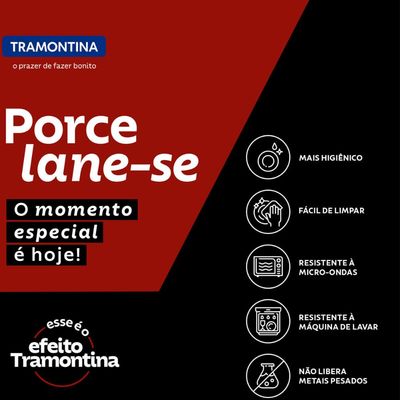 Kit 4 Pratos Rasos Tramontina Churrasco Rustic em Porcelana 28cm Mesa Jantar