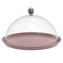 Porta Bolo Torta 25cm Bubble com Cúpula Amêndoa Crippa Boleira Doces Petiscos