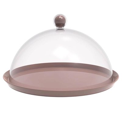 Porta Bolo Torta 25cm Bubble com Cúpula Amêndoa Crippa Boleira Doces Petiscos