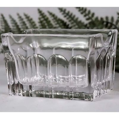 12 Porta Sachês Vidro Faces Lyor 8x5,5cm Suporte Chá Açúcar Sal Mesa Transparente