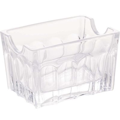 12 Porta Sachês Vidro Faces Lyor 8x5,5cm Suporte Chá Açúcar Sal Mesa Transparente