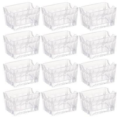 12 Porta Sachês Vidro Faces Lyor 8x5,5cm Suporte Chá Açúcar Sal Mesa Transparente