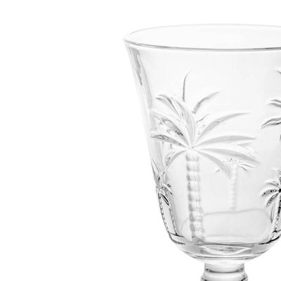 Conjunto 12 Taças de Vidro 240ml para Água Decorada Palmeiras Lyor Servir Suco