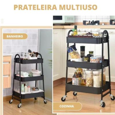Prateleira De Metal Multiuso 3 Andares Com Rodinhas: Organização Com Estilo E Praticidade