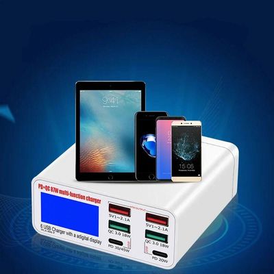 Carregador Inteligente Com Usb Tipo-c 6 Portas Potente 87w