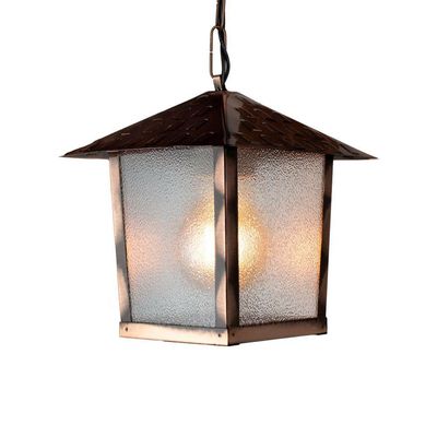 Lustre Pendente Blumenau Colonial Nina Quadrado Vidro Pontilhado Cobre E27 Bivolt Cobre