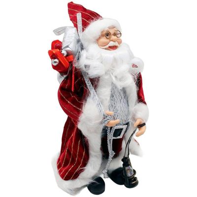 Decoração Papai Noel Com Casaco Saco Presentes Lampião 30cm