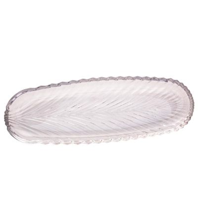 2 Pratos Decorativos de Cristal Leaf 39x14x3cm Lyor Travessa Bandeja de Aparador